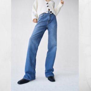 Uterque NWT Sz 8 Womens High Rise Straight Relaxed Jeans Medium Wash Trousers